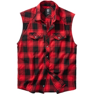 Brandit Checkshirt Sleeveless rot/schwarz, Größe XXL