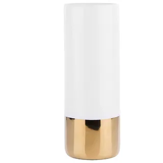 Beliani - Blumenvase Weiß Mit Gold Steinzeug 14 X 33 Cm Gerade Flaschenform Rund Elegant Modern