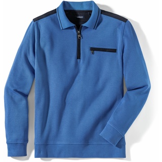 Walbusch Herren Bügelfrei Polo Pullover 2.0 einfarbig Azurblau 50