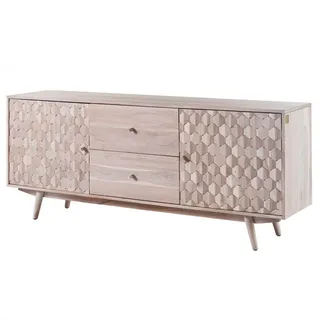 MASSIVMOEBEL24.DE Sideboard Akazie 180 x 75 x 42 cm Weiß
