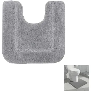 BOBOZHONG WC Vorleger mit Ausschnitt,Rutschfester U-förmiger Toiletten Teppich,Weiche Mikrofaser Badematte,Waschbar & Saugfähig,50x40cm Dunkelgrau,für Badezimmer & WC