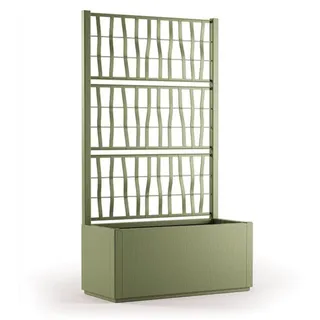 Tomaino - Pflanztrog mit Rankgitter aus Kunststoff, Gitterabtrennung für Kletterpflanzen für Außenbereich, Terrasse, Garten 80x36x140 H cm (Pflanztrog mit Rankgitter, Grün)