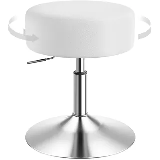 WOLTU Schminktisch Hocker, Schminkhocker, modern, PU-Bezug, Weiß | Schminkstuhl, Höhenverstellbar, 360° Drehbar, Dicke Polsterung, für Schminktisch, Schlafzimmer, Esszimmer