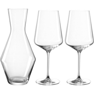 Leonardo Puccini Weißwein Dekanter und Glas 3er Set, 2 Wein-Gläser und 1 Glas-Karaffe, spülmaschinengeeignetes Wein-Set, Kelchglas-Set, Glas 560 ml und Dekanter 1400 ml, 069528