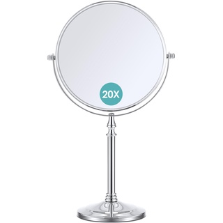 B Beauty Planet Vergrößerungsspiegel 20fach, Doppelseitiger 360 Grad drehbarer Desktop Makeup Spiegel, frei stehender Bad-/Schlafzimmerspiegel, großer Durchmesser 19cm