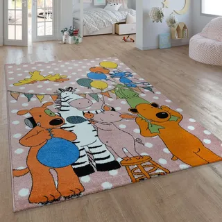 Paco Home Kinder-Teppich Die Lieben Sieben Kurzflor-Teppich Für Kinderzimmer 160x230 cm - Rosa