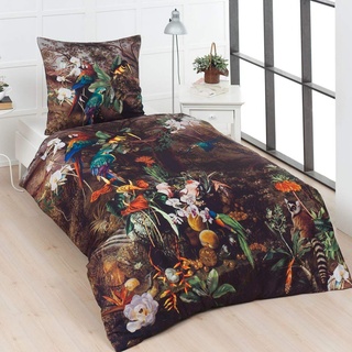 Traumschlaf Mako-Satin Bettwäsche Papagei 1 Bettbezug 155 x 200 cm + 1 Kissenbezug 80 x 80 cm