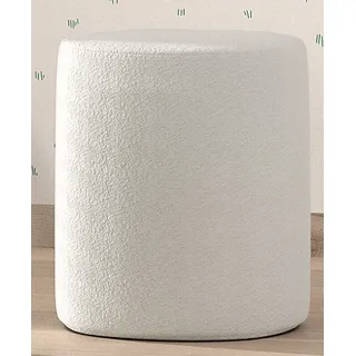 Polsterhocker Hocker Pouf Polster Boucle Jugendzimmer Schminktischhocker Weiß