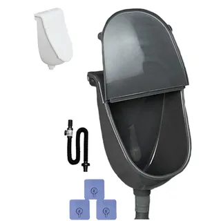 Wandmontiertes Urinal Mit Deckel, 28,5x 38,5x18 Cm Spritzdichter Spülurinal Mit Schlauch, Wasserlose Urinal Mit Deckel Für Männer, Kompaktes Bad-Urinal Für Camping, Wohnmobil, Garten, Werkstatt