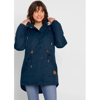 bonprix Wattierter Parka mit Fellimitat-Besatz, blau, Gr.40, Wattierter Parka mit Kapuze, abnehmbarer Fellimitat-Besatz, 55% Baumwolle