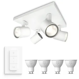 Philips Hue Runner Aufbaustrahler (Weiß) - 4-Flammig - Warmweiß | Inkl. Hue Dimmer Switch - Deckenstrahler - GU10 - Hue White