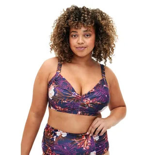 Zizzi Swim by Damen Große Größen Bikini BH Print Gr 48 Purple Flower - 48 Große Größen