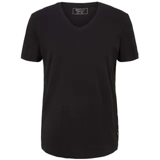 Tom Tailor Denim Herren T-Shirt V-NECK Regular Fit Regular Fit Schwarz 29999 XS