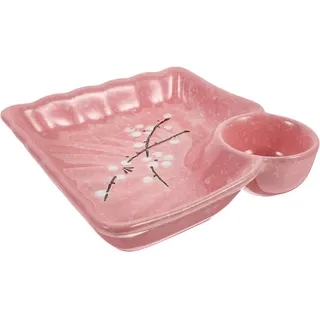 HEMOTON Japanischer Plattendip Knödelteller Mit Saucenfach Sushi-Teller Mit Dip-untertasse Unterteller Porzellan Gewürzgericht Quadratischer Sushi-Teller Tauchplatten Keramik Dessertteller