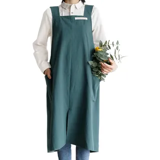 Schlichte Schürze Aus Baumwolle/leinen Im Japanischen Stil, Mit Gekreuzten Bändern, Großer Tasche, Retro-look, Geeignet Für Die Küche, Damen/herren