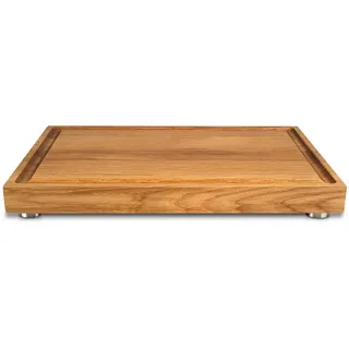 Schneidebrett, Eiche, Holz, Eiche, massiv, vollmassiv, 45x3x29.5 cm, Handmade in Germany, Saftrille, schnittfeste Oberfläche, rutschfeste Füße, nachhaltig, nachwachsender Rohstoff, Küchenzubehör, Schneidebretter