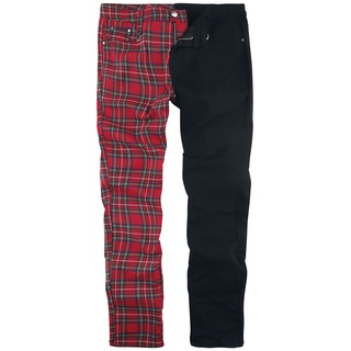 Banned Alternative - Gothic Stoffhose - Split Pants - S bis XXL - für Männer - Größe XL - rot/schwarz - XL