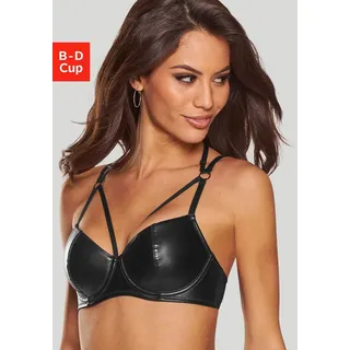 petite fleur gold Schalen-BH, BH mit Bügel in Leder-Optik (Kunstleder), als Set kombinierbar sexy Unterwäsche, sexy Dessous, Reizwäsche Damen schwarz 70