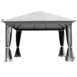 BRAST Pavillon Aluminium Infinity 4 x 4 m inkl. Moskitonetz Hellgrau
