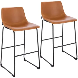Svita Barhocker 2er Set gepolstert mit Fußablage und Rückenlehne 2er Set  orange