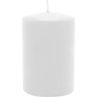 Stumpenkerze aus Paraffin, Weiß, WENZEL, 80/60 mm, Brenndauer ca. 22h, selbstverlöschend