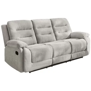 3-Sitzer-Relaxsofa Federkern mit Liegefunktion Dreier-Couch Stoff Chenille Grau