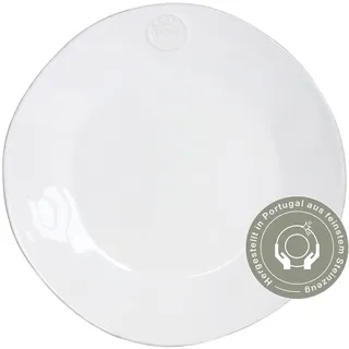 Costa Nova Speiseteller Nova: Flacher Teller aus weißem Steinzeug, Handveredelt, Geeignet für Backofen, Mikrowelle und Gefrierfach, Spülmaschinenfest, Hergestellt in Portugal, Ø 27 cm