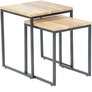 SonnenPartner Cambridge Beistelltisch 45 x 45 x 40 cm Anthrazit/Teak