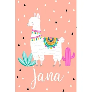 Jana: Personalisiertes Design Notizbuch Alpaka Lama 120 linierte Seiten ( ca.DIN A5 ) , perfekte Geschenkidee - für die Schule,Weihnachten Notizbuch mit Name