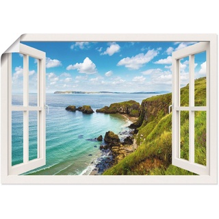 Artland Wandbild Küstenweg in Nordirland durchs Fenster, Meer Bilder (1 St), als Leinwandbild, Wandaufkleber oder Poster in versch. Größen grün 100 cm x 70 cm