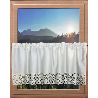 HOSSNER - ART OF HOME DECO Querbehang Rießersee, Stangendurchzug (1 St), blickdicht, mit Ausbrenner-Stickerei beige 110 cm x 45 cm