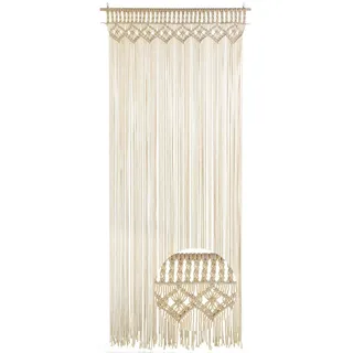 Lockardi Makramee Türvorhang TWINE beige 132 Stränge 95x210cm rechteckig - Wohnzimmer Insektenschutz Fliegenschutz Vorhang Sichtschutz Fadenvorhang - Beige