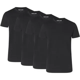CAMP DAVID Herren T-Shirts, 4er Pack - Crew Neck T-Shirt 4P, Cotton Stretch, Größe 2XL in Schwarz Schwarz