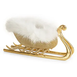 Eurofirany Weihnachtsfigur Nussknacker Schlitten Gold Metall Schmuck Dekoration