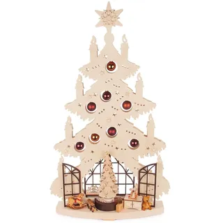Schwibbogen Lichterbaum Tanne Weihnachtsstube mit Fenster Erzgebirge