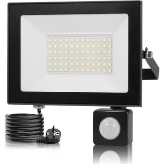 50W LED Strahler mit Bewegungsmelder Außen,3000K Warmweißes Scheinwerfer mit Stecker & 145cm Kabel,5000LM Superhell LED Außenstrahler,IP66 Wasserdicht Aussenstrahler,Fluter für Garten Hof Garage