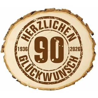 Nomiro Wanddekoobjekt Holzscheibe Geburtstag Gravur - Baumscheibe mit Rinde Deko