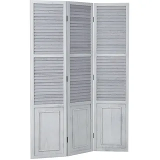 Homestyle4u 1363, Paravent Raumteiler Innen 3 teilig Holz Lamellen Sichtschutz Raumtrenner Vintage Grau