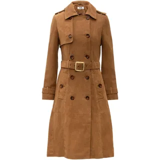 Ricano "Mantel Gloria", Damen, Gr. L, braun (cognac (velour)), Obermaterial: 100% Lammnappaleder LANA. Futter: 100% Polyester PES., normal, V-Ausschnitt, Mäntel, Handgefertigt aus echtem Leder