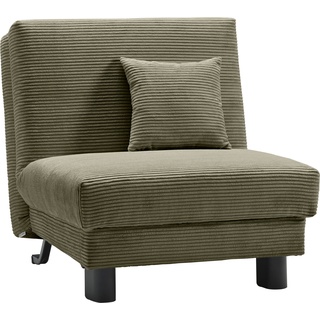 Sessel ELL + "Enny" Gr. Cord, PUR-Schaum, Sitzhöhe 45 cm, B/H/T: 85 cm x 90 cm x 100 cm, grün Einzelsessel Schlafsessel