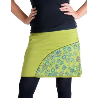 Vishes Minirock Bedruckter und bestickter Rock mit Blumen Cacheur, Ethno, Hippie, Goa, Boho Style grün 42