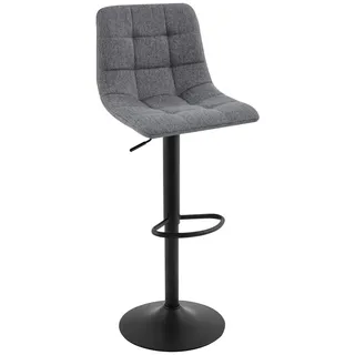 Stylife Barhocker, Grau, Schwarz, Metall, Textil, Drehteller, 43x90-112x47 cm, Sitzfläche 360° drehbar, Esszimmer, Barmöbel, Barhocker