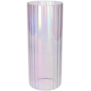 INNA-GLAS Deko Vase BLANDINA, Glas, Rillen, lila-irisierend-transparent, 24cm, Ø10cm - Blumenvase