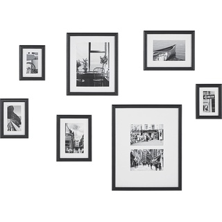 Beliani, Wanddeko, Bilderrahmen Collage 7er Set schwarz ZINARE