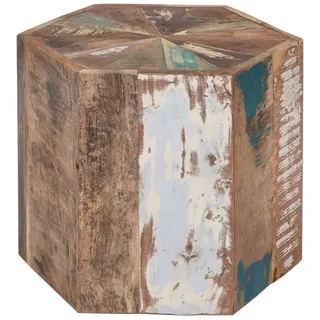 Woodkings Couchtisch Wakefield 50x50, groß, H45cm, recyceltes Massivholz, rustikal, Design, buntes Holz, Wohnzimmertisch, exklusiv, Sofatisch, Wohnmöbel, Holzmöbel