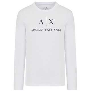ARMANI EXCHANGE T-Shirt Herren Langarmshirt - Longsleeve, Rundhals, Logo weiß L