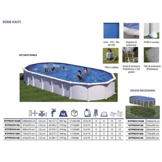 Aufstellpool Oval Stahl Serie HAITI Komplettset mit Sandfilter