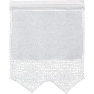 HOSSNER - ART OF HOME DECO Scheibengardine Bärental, Stangendurchzug (1 St), halbtransparent, maschinell gefertigte Häkelspitze weiß 35 cm x 45 cm