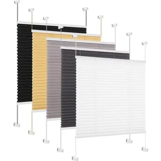 Eurohome Plissee Weiß 65x130cm klemmfix ohne Bohren Easyfix für Fenster und Türen
