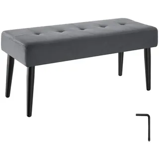 Tectake Polsterbank Samt Grau 95 x 38 x 45 cm